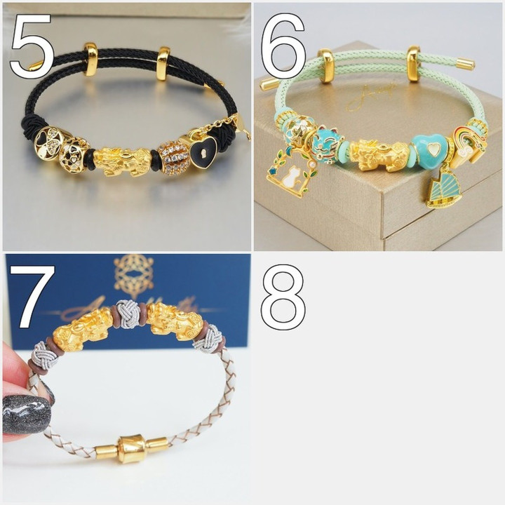 Gold Pi Xiu Bracelet: Lucky Charm, Pure Gold & Stainless Steel