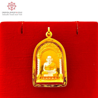 Genuine 90 Gold Luang Pu Thuad Pendant | Curved Frame