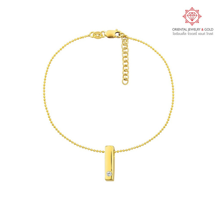 OJ GOLD 18K Diamond Initial Bracelet (I) - Free Shipping