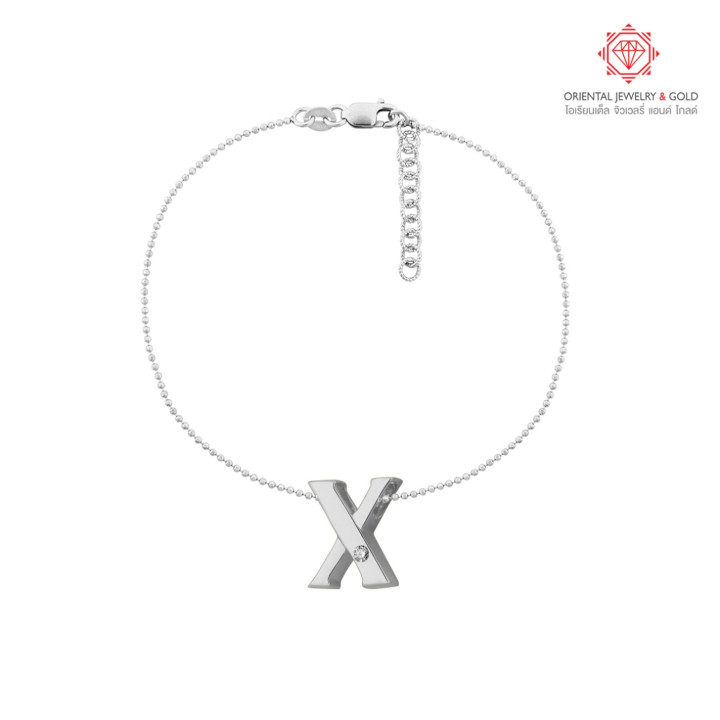 Luxury OJ GOLD 18K Gold Bracelet with Diamond and X Initial