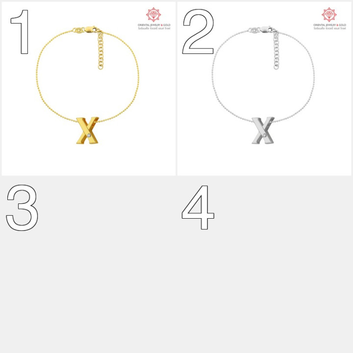 Luxury OJ GOLD 18K Gold Bracelet with Diamond and X Initial