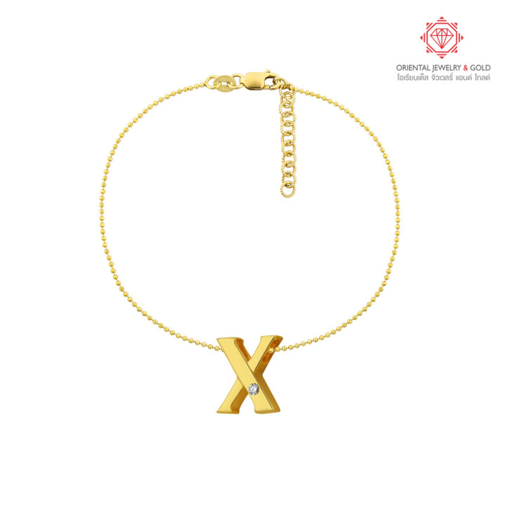 Luxury OJ GOLD 18K Gold Bracelet with Diamond and X Initial