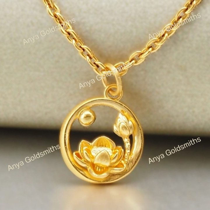 Pure Gold Anya Lotus Pendant | Elegant & Lightweight