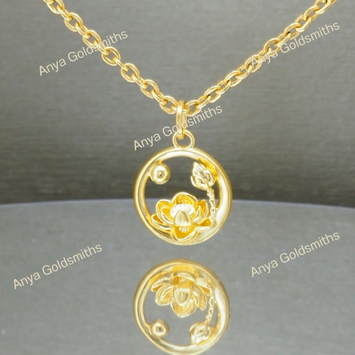 Pure Gold Anya Lotus Pendant | Elegant & Lightweight