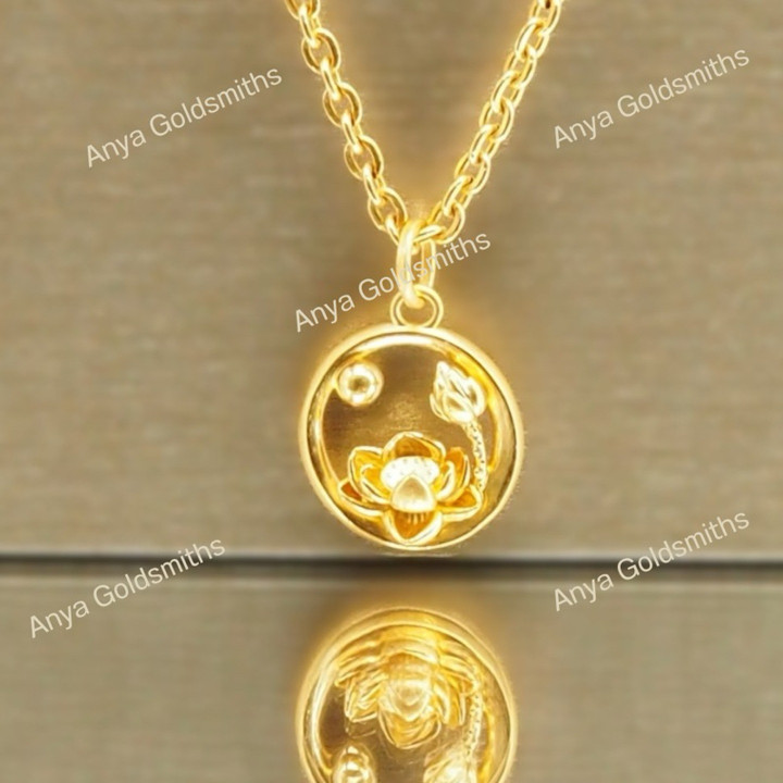 Pure Gold Anya Lotus Pendant | Elegant & Lightweight