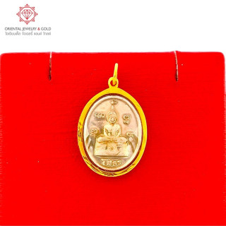 OJ GOLD Luang Phor Sothorn 90 Pure Gold Pendant (Egg Shape)