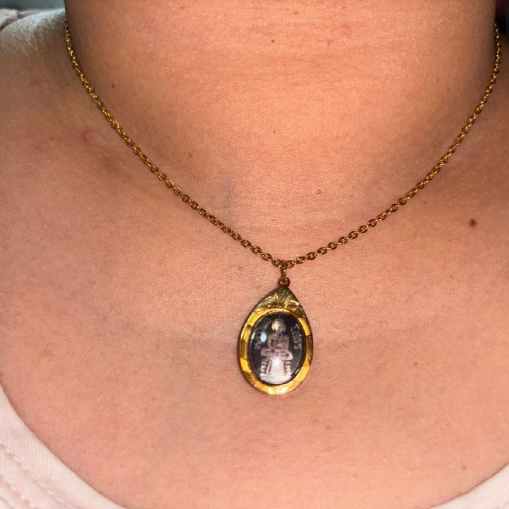 Genuine 90 Gold Luang Phor Sothorn Pendant - Oval Enamel