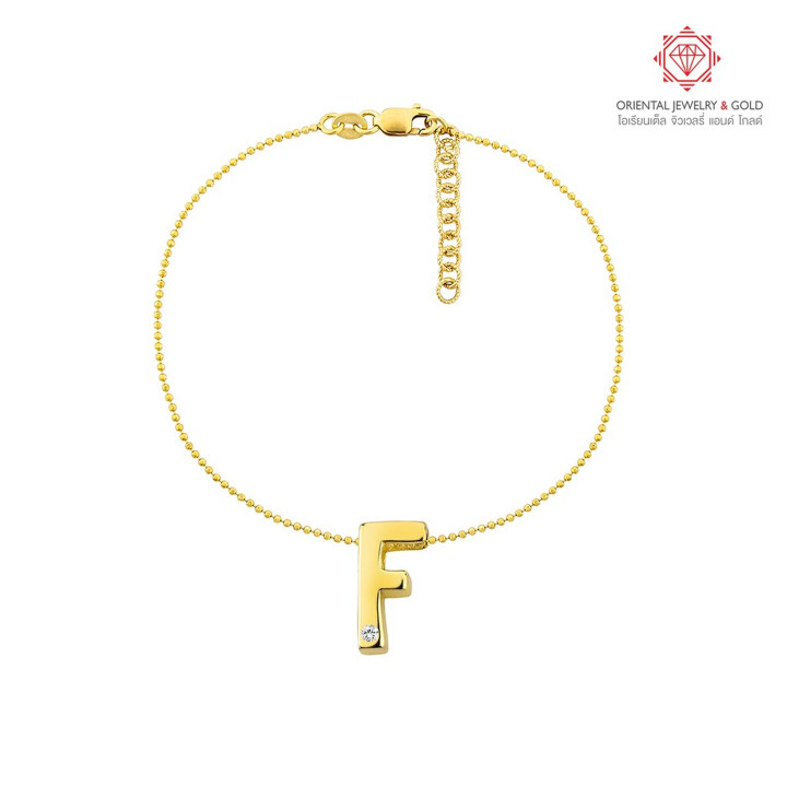 OJ GOLD 18K金钻石手链（字母F）