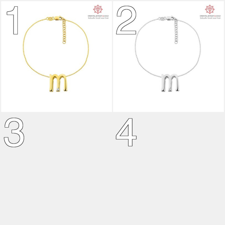 OJ GOLD 18K Diamond Bracelet (Letter M) - Authentic and Luxurious