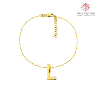 OJ GOLD 18K Diamond Bracelet - Letter L, Certified and FREE Shipping