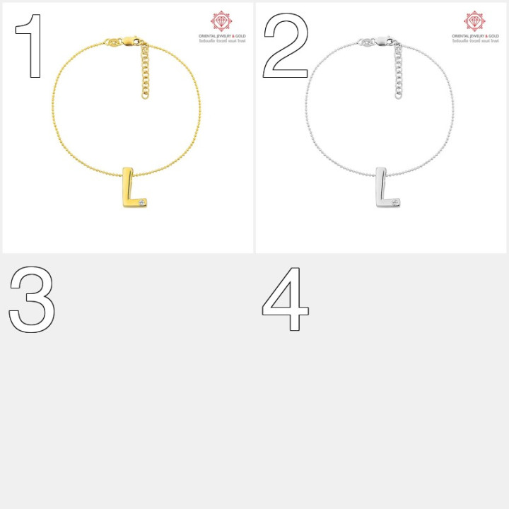 OJ GOLD 18K 钻石手链 - 字母 L，经认证且免运费
