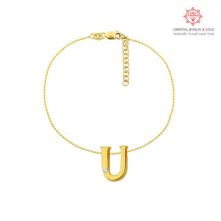 OJ GOLD 18K Diamond "U" Bracelet - Genuine Gold and Certificate