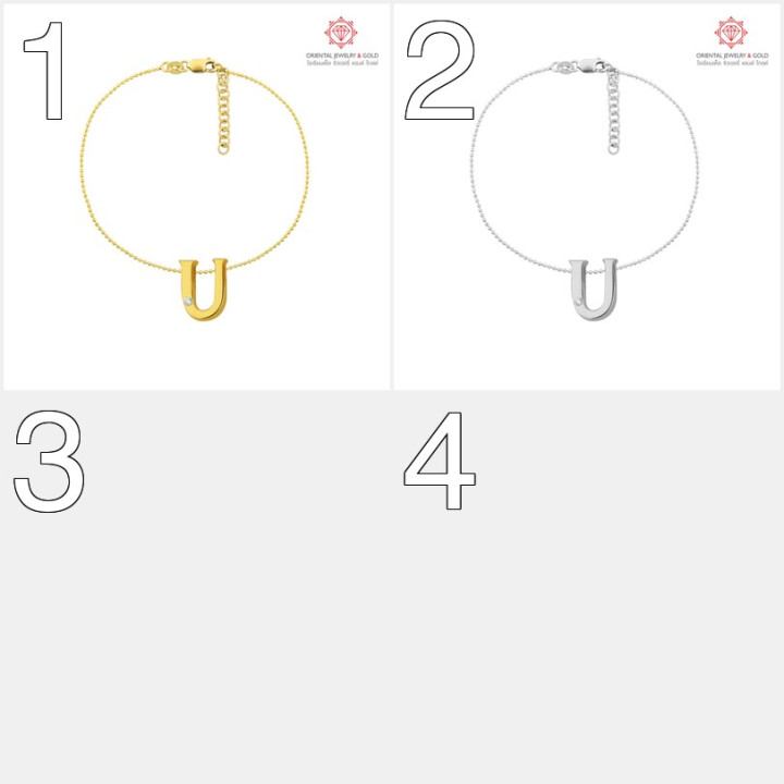 سوار OJ GOLD عيار 18 قيراط مرصع بالألماس على شكل حرف "U" - ذهب أصلي وشهادة