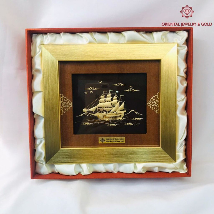 Pure Gold Picture Frame - OJ GOLD Sailing Ship Artwork