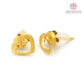 OJ GOLD 90 Pure Gold Intertwined Heart Earrings