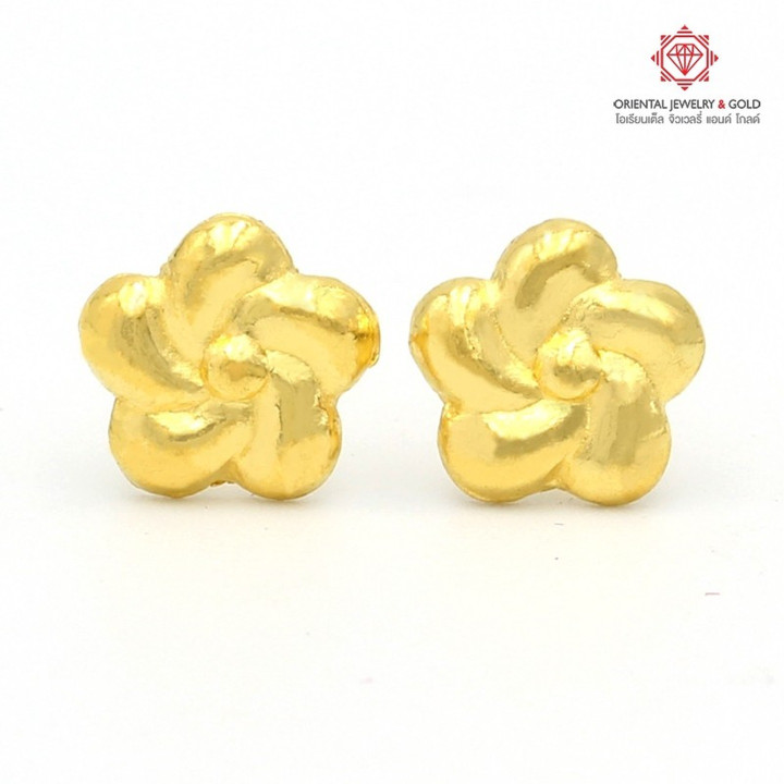 Genuine Gold Earrings (1 Gram) - Flower Design by OJ GOLD