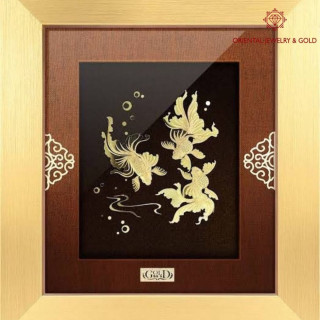 Pure Gold Picture Frame | OJ GOLD Auspicious Fish Artwork