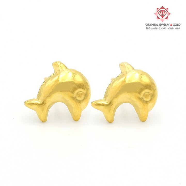 真金海豚耳环 - 0.6克（纯度96.5%）