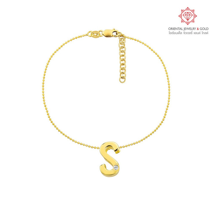 OJ GOLD 18K Diamond Initial Bracelet (S) - 100 Pure Gold