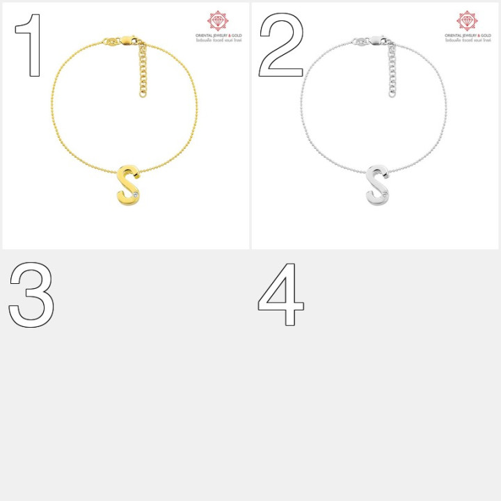 OJ GOLD 18K Diamond Initial Bracelet (S) - 100 Pure Gold