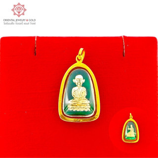 Pendentif Luang Pu Thuad en or 90/1000, dos en or pur (Nang Kwak)