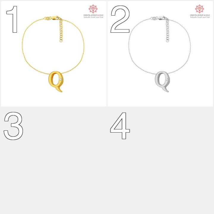 Bracelet lettre en or 18 carats avec diamants OJ GOLD - Or véritable et certificat