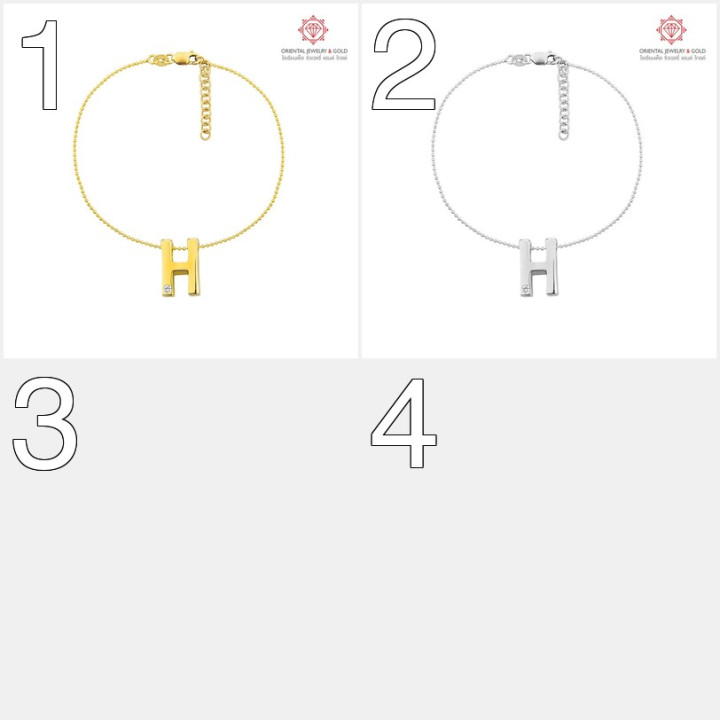 OJ GOLD 18K Goldarmband mit Diamantbuchstabe H