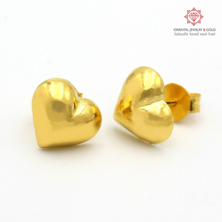 Gold Heart Earrings - 96.5 Pure, 1.9g OJ GOLD
