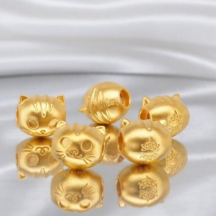 纯金安雅猫吊坠 | 0.6克精美珠宝