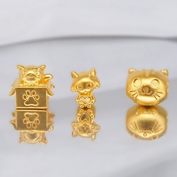 纯金安雅猫吊坠 | 0.6克精美珠宝