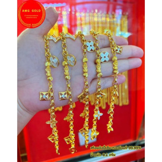 纯金路易威登风格手链 - 貔貅吊坠