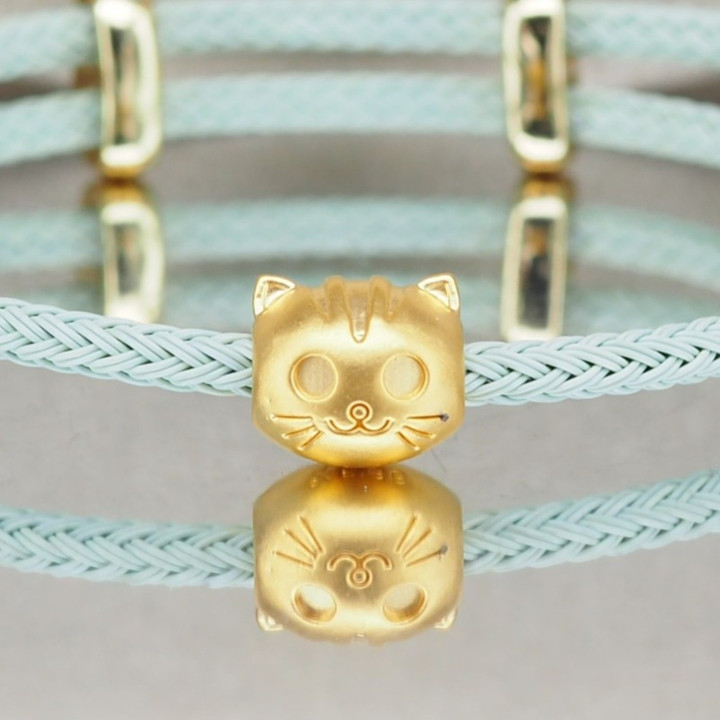 纯金安雅猫吊坠 | 0.6克精美珠宝