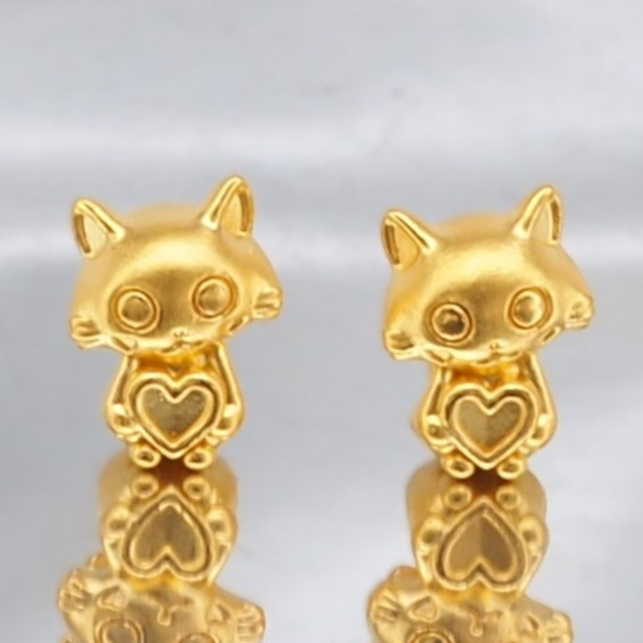 纯金安雅猫吊坠 | 0.6克精美珠宝