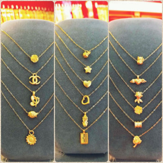 纯金吊坠黄金项链套装