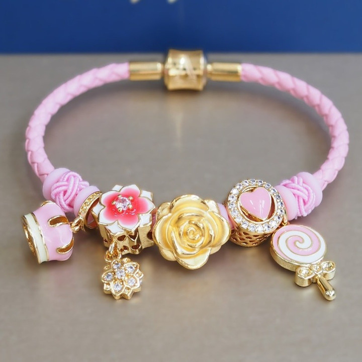 قلادة من الذهب الوردي - هدية مجوهرات من الذهب الخالص عيار 24