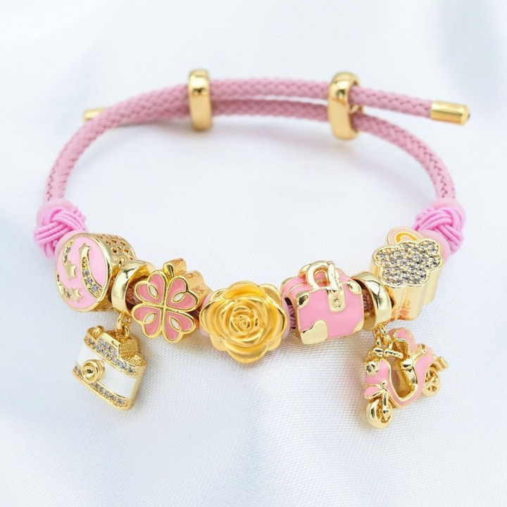 قلادة من الذهب الوردي - هدية مجوهرات من الذهب الخالص عيار 24