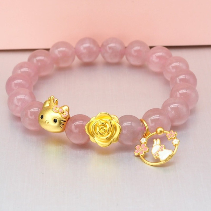 قلادة من الذهب الوردي - هدية مجوهرات من الذهب الخالص عيار 24