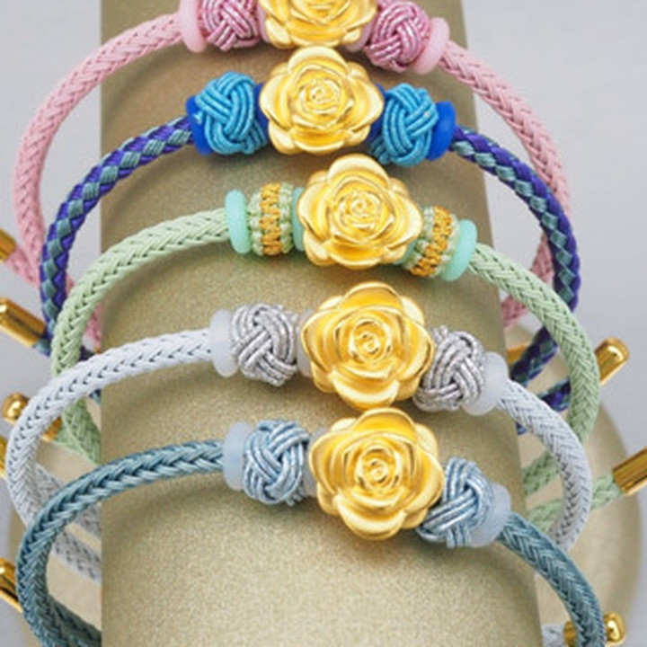 قلادة من الذهب الوردي - هدية مجوهرات من الذهب الخالص عيار 24