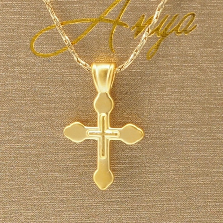 Pure Gold Anya Cross Pendant | Two Sizes Available