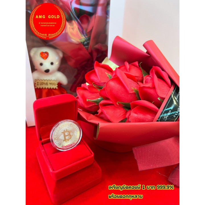 999.9纯度银条，带玫瑰花装饰和证书