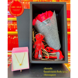 24K金吊坠和银项链 - 情人节礼物