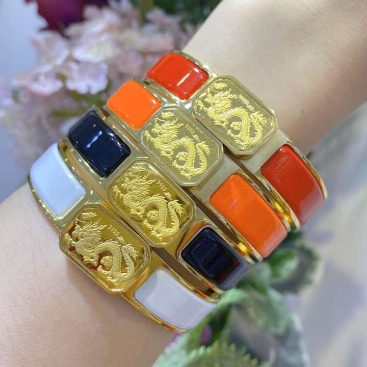 Gold Dragon Bangle (24K), Authenticated
