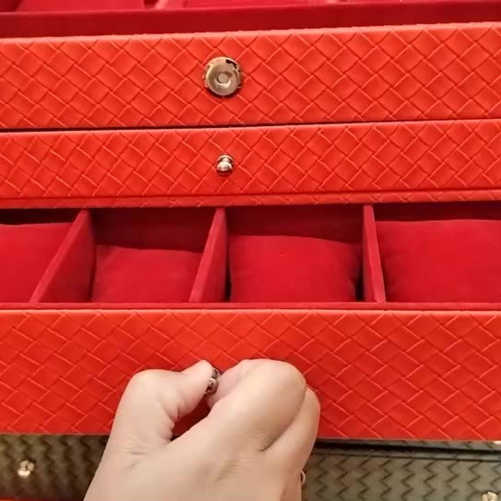 皮革首饰及手表盒 - 可收纳戒指、项链和耳环