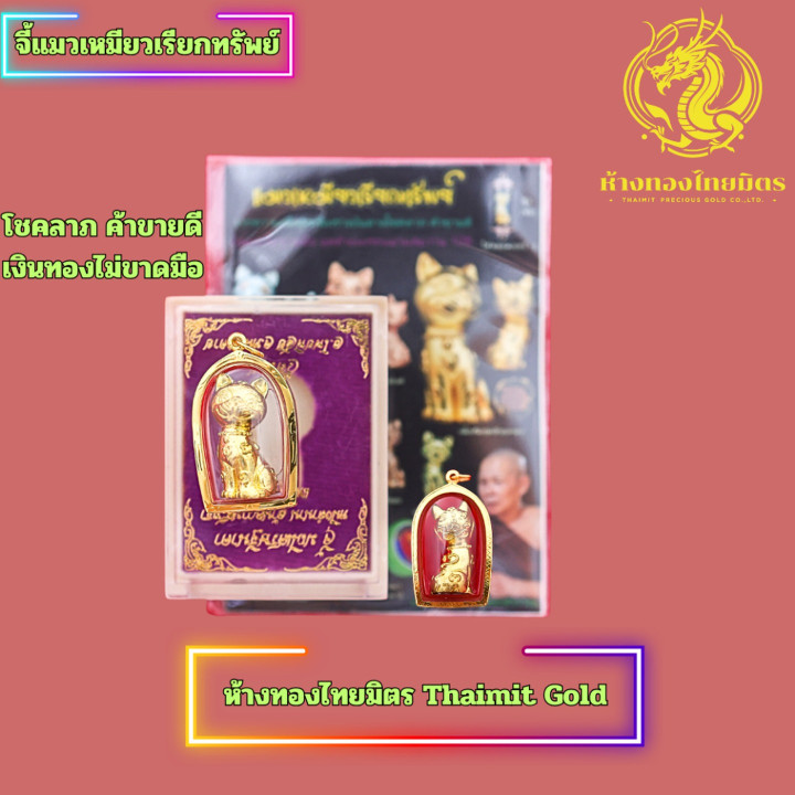 Luang Ta Ruam Lucky Cat Amulet - 90% Gold Framed