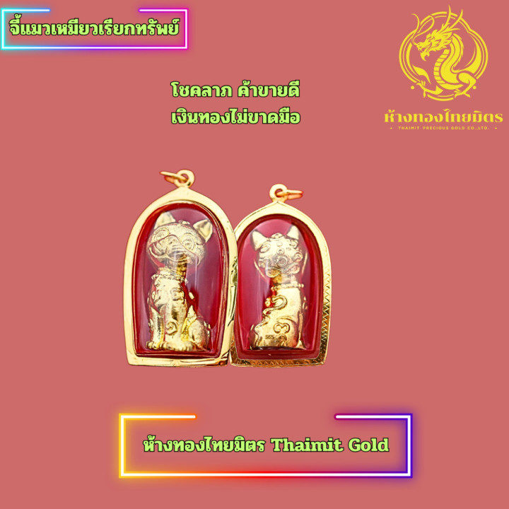 Luang Ta Ruam Lucky Cat Amulet - 90% Gold Framed