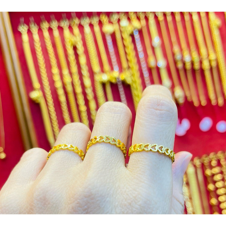 正品黄金半萨鲁昂戒指 | KMDGold