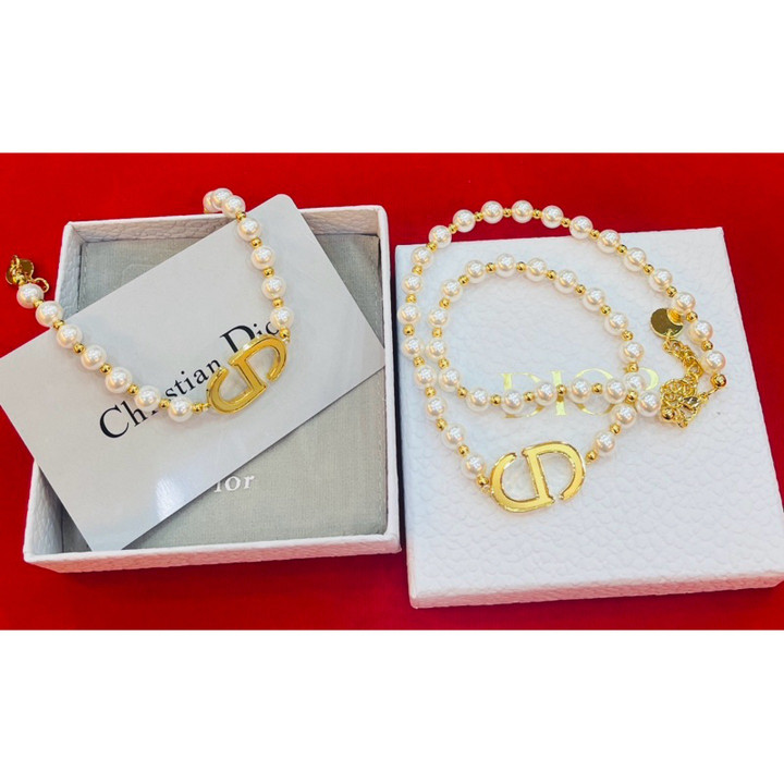 金珍珠项链和手链套装（纯度96.5%）