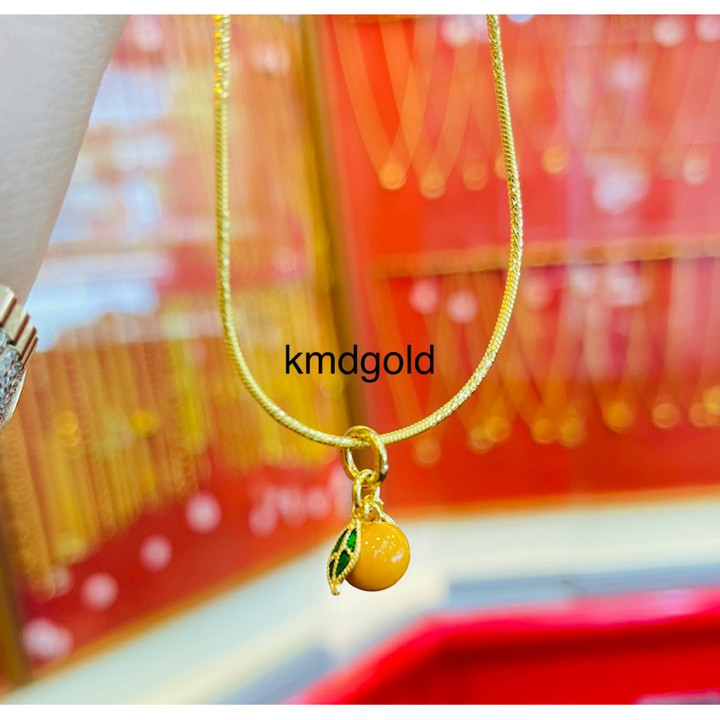 Genuine Gold Half-Slung Orange Pendant | Certificate Included