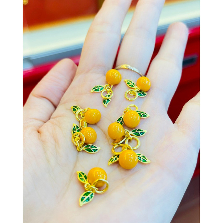 Genuine Gold Half-Slung Orange Pendant | Certificate Included