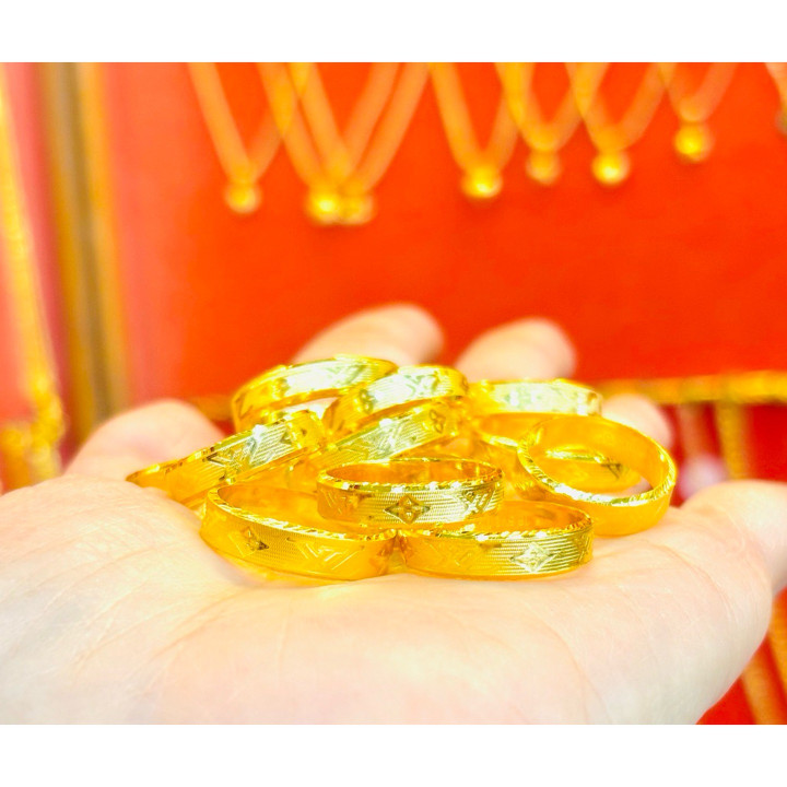 真金半斯伦戒指（附带证书）